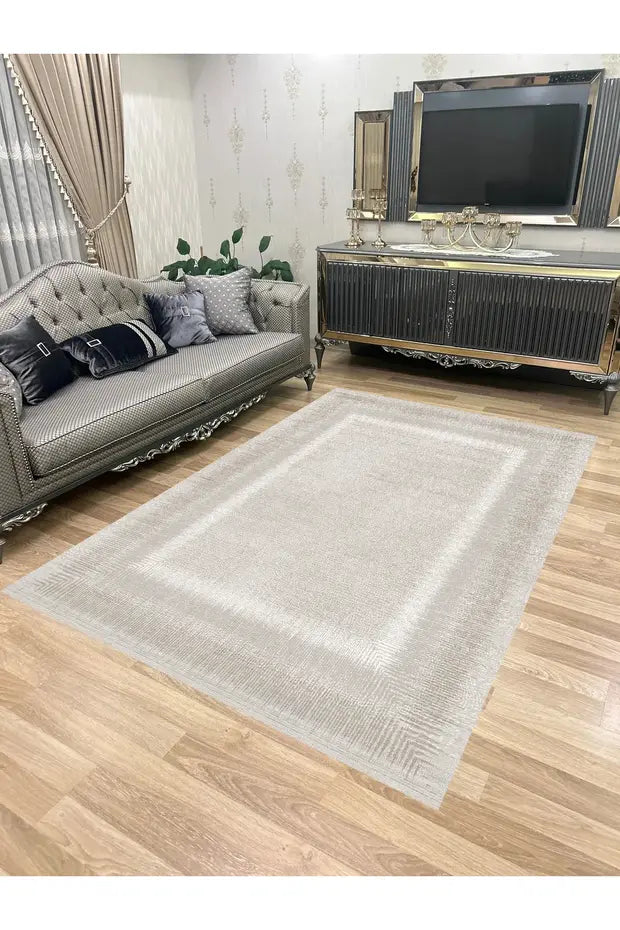 KEÇE-1218BEJ – Makinede yıkanabilir, Kaymaz taban, Dijital baskı halı