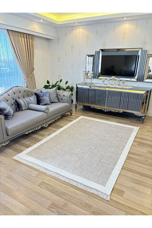KEÇE-evavizonkenarbeyaz1 – Makinede yıkanabilir, Kaymaz taban, Dijital baskı halı