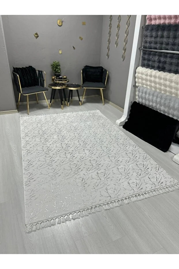 TR2023-BEYAZGÜMÜŞSİM – Makinede yıkanabilir, Kaymaz taban, Dijital baskı halı